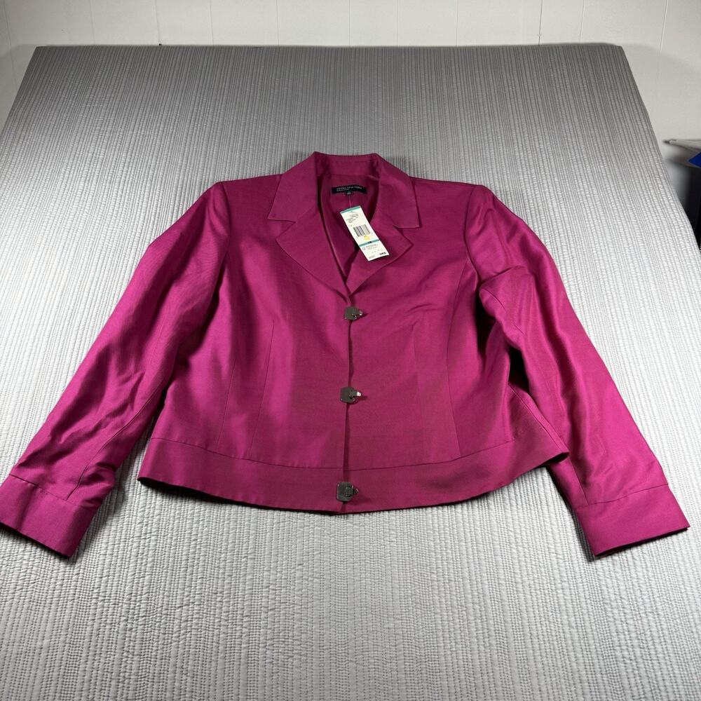 Jones New York Blazer Womens 16 Shantung Fuchsia Pink Statement Piece NWT